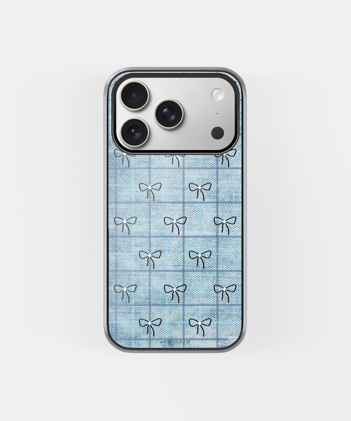 Blue Bow Grid Phone Case.
