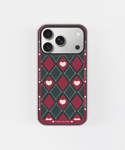 Lucky Heart Grid Phone Case.