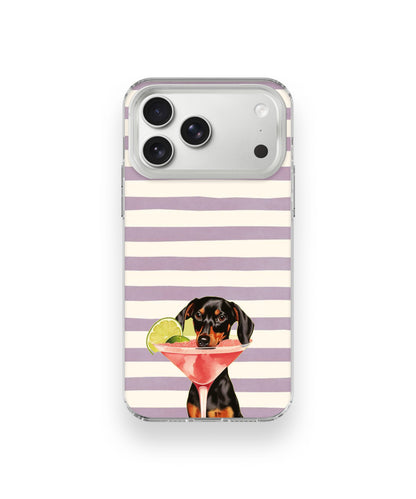 Cocktail Pup Stripe Phone Case.
