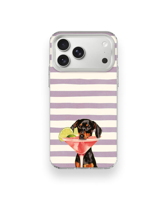 Cocktail Pup Stripe Phone Case.