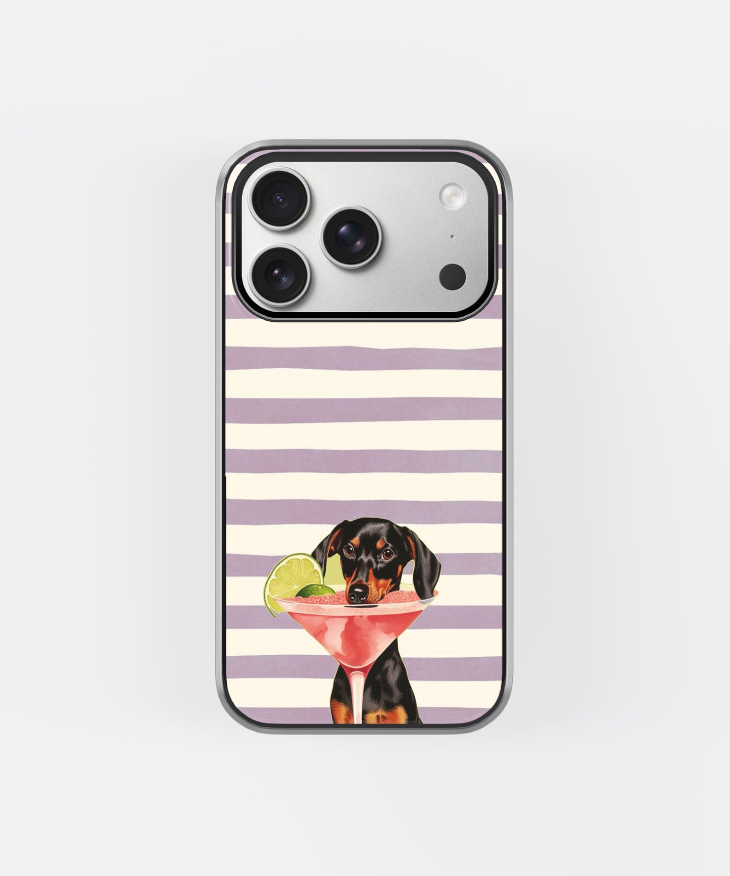Cocktail Pup Stripe Phone Case.