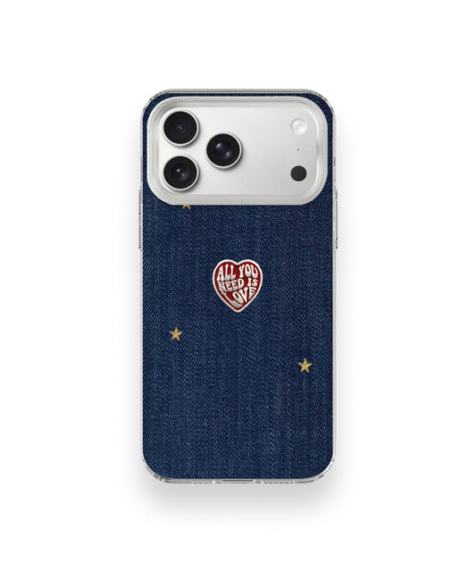 Denim Love Heart Phone Case.