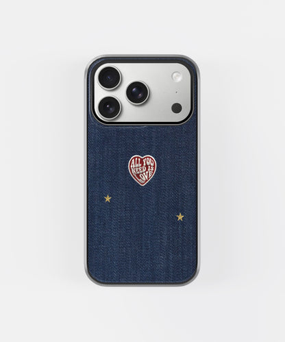 Denim Love Heart Phone Case.