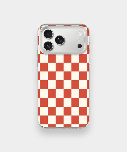 Coral Checkered Phone Case.