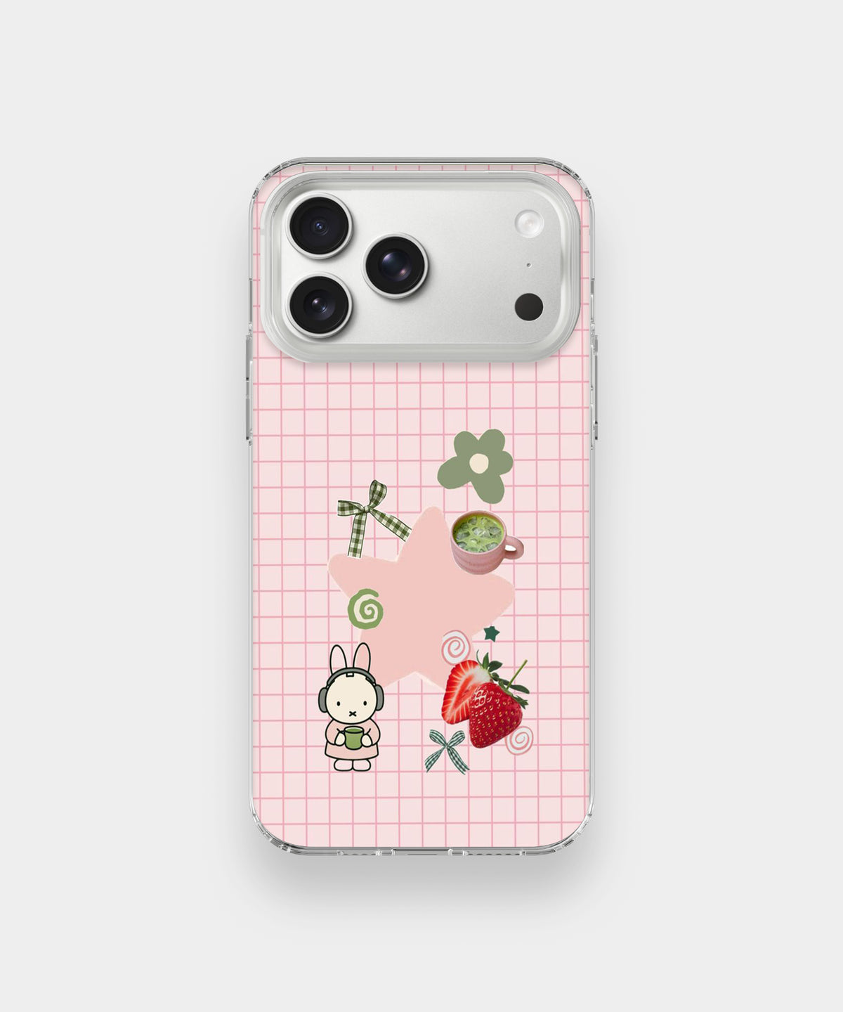Pink Grid Strawberry Phone Case.
