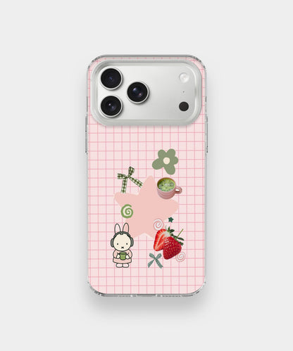 Pink Grid Strawberry Phone Case.