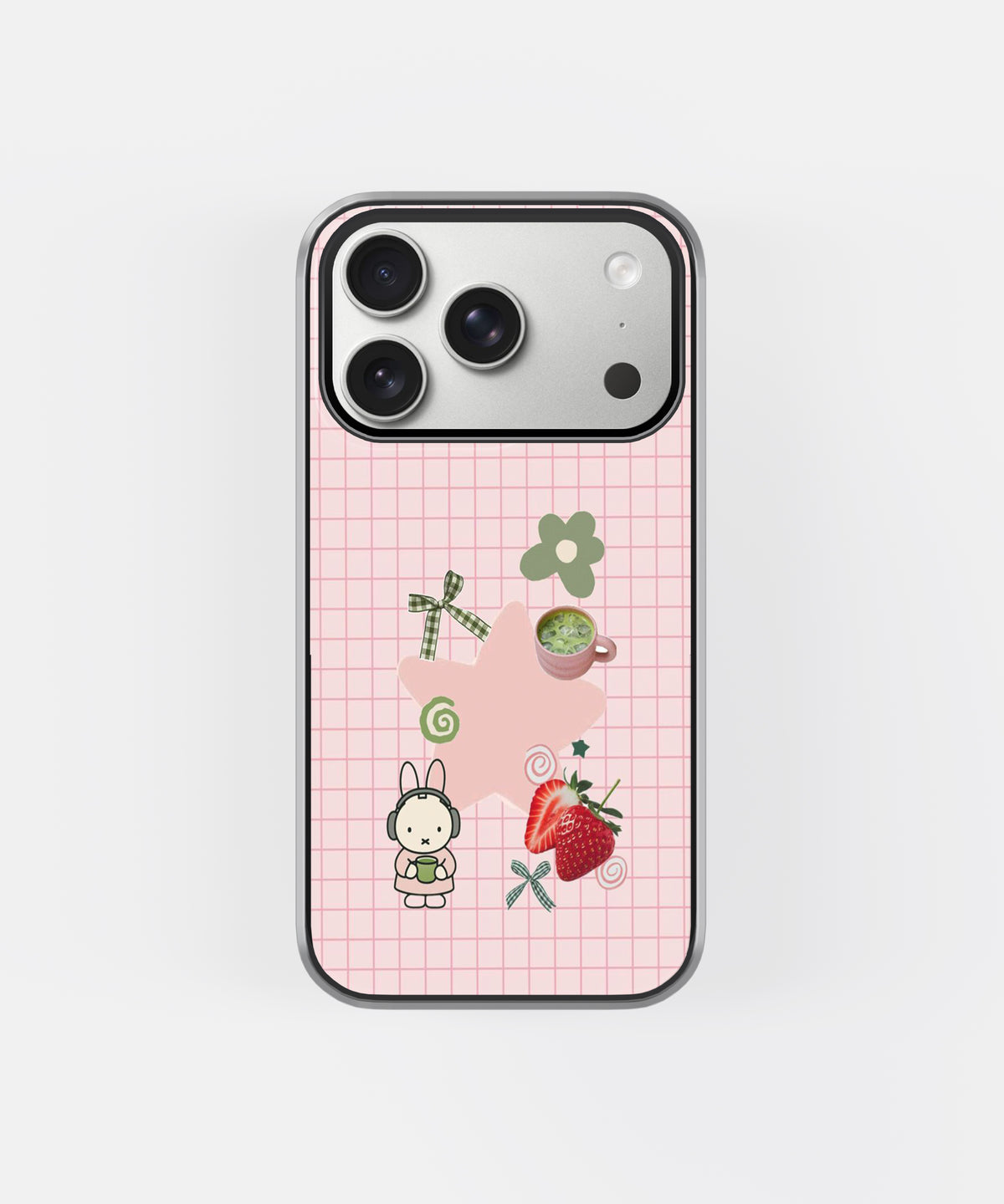 Pink Grid Strawberry Phone Case.