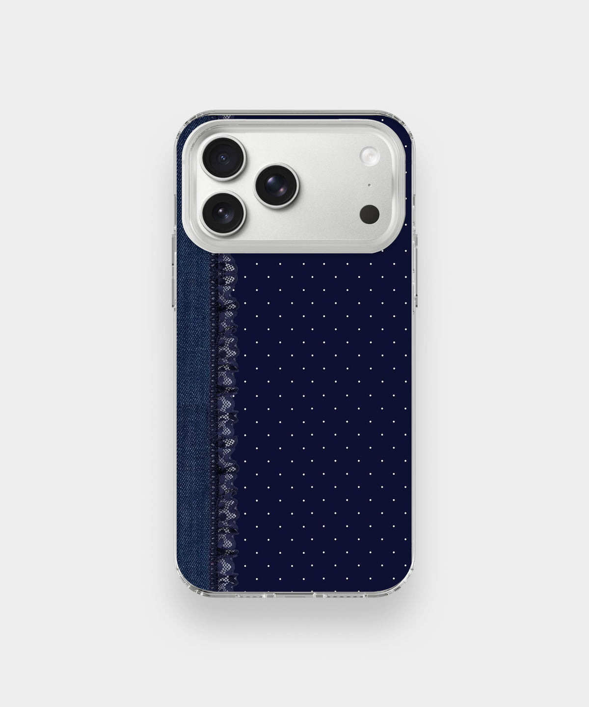 Navy Blue Lace Polka Dot Phone Case.