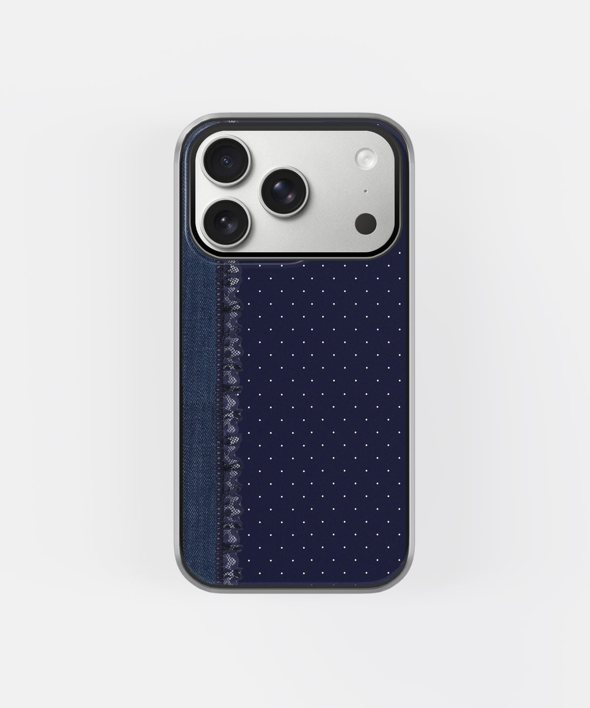 Navy Blue Lace Polka Dot Phone Case.