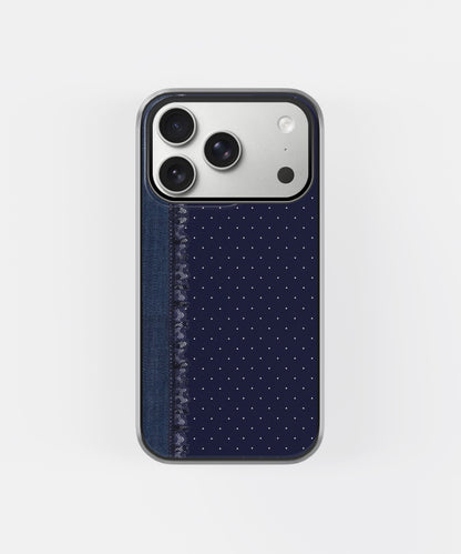 Navy Blue Lace Polka Dot Phone Case.