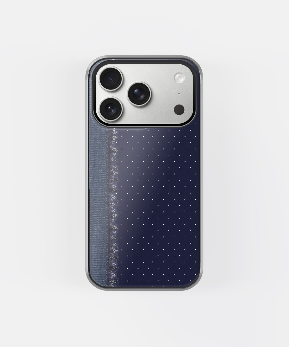Navy Blue Lace Polka Dot Phone Case.