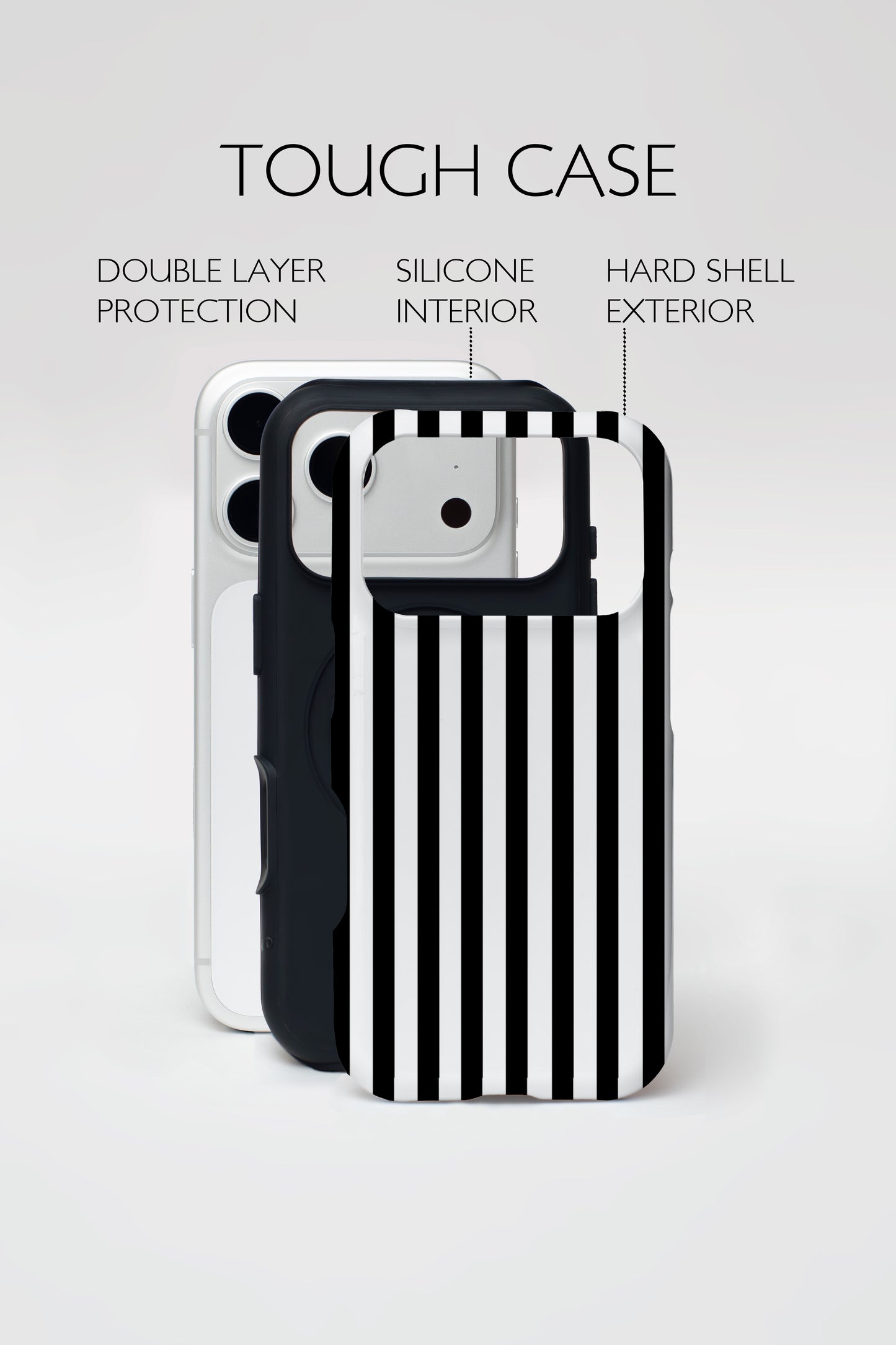 Black White Stripe Classic Armoured Phone Case.