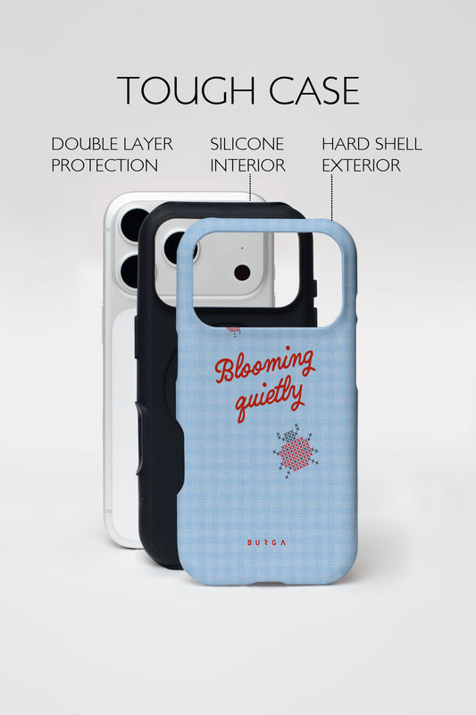 Blooming Quietly Soft Blue Armoured Phone Case.
