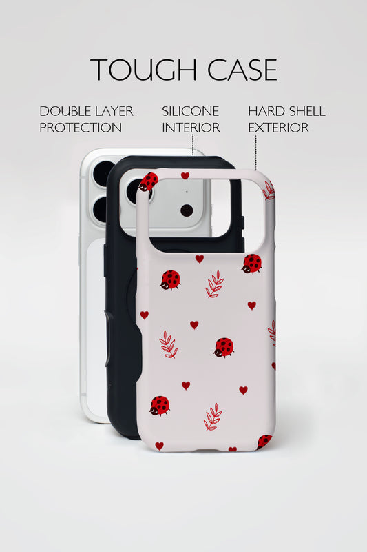 Cute Ladybug Hearts Armoured Phone Case.