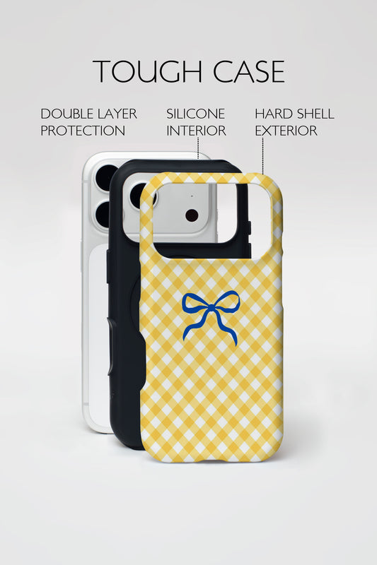 Yellow Check Bow Armoured Phone Case.