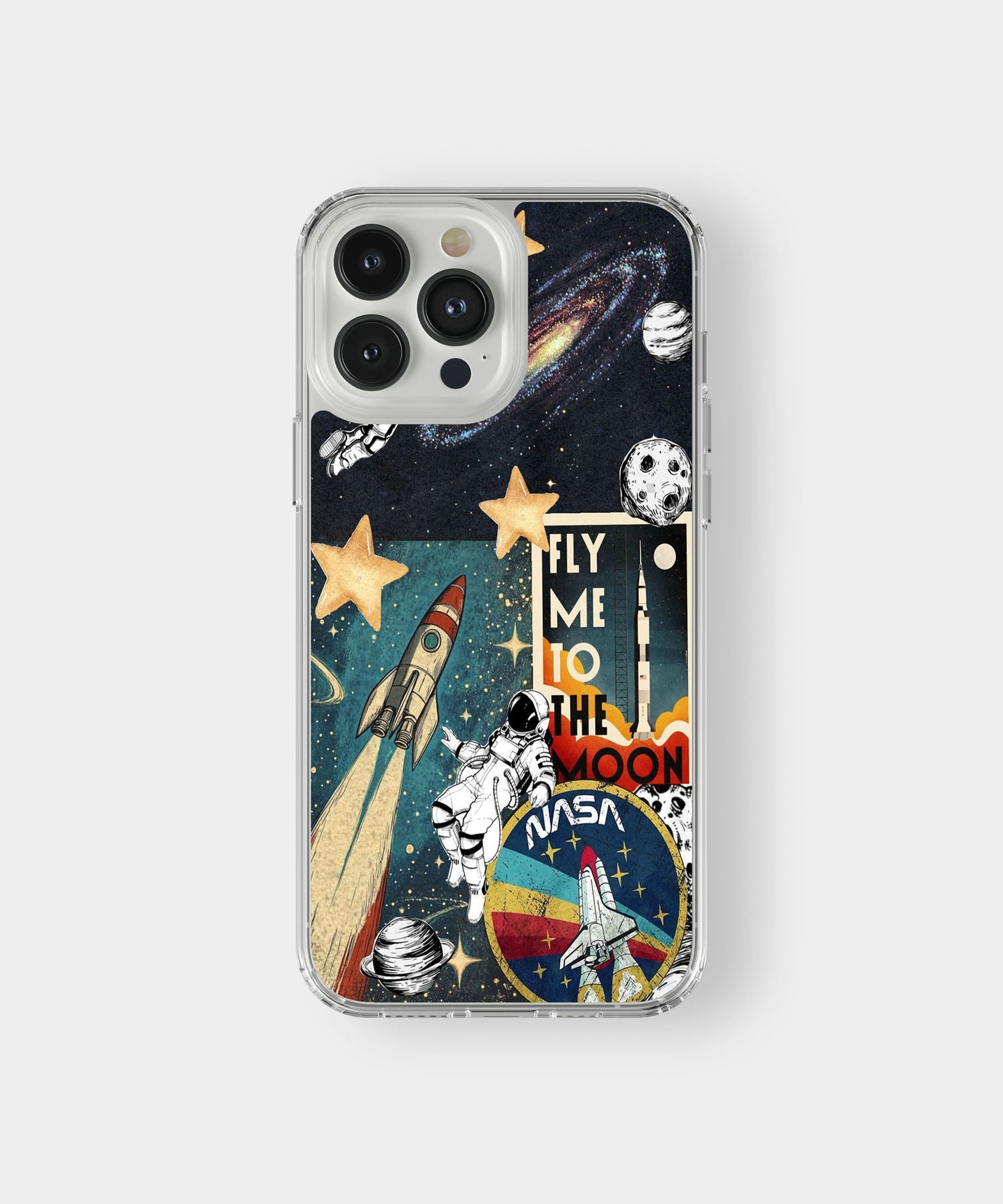 Astronaut Rocket Moon Stars Phone Case.