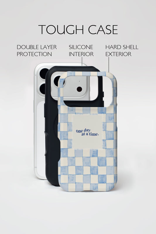 Blue Check Print Armoured Phone Case.