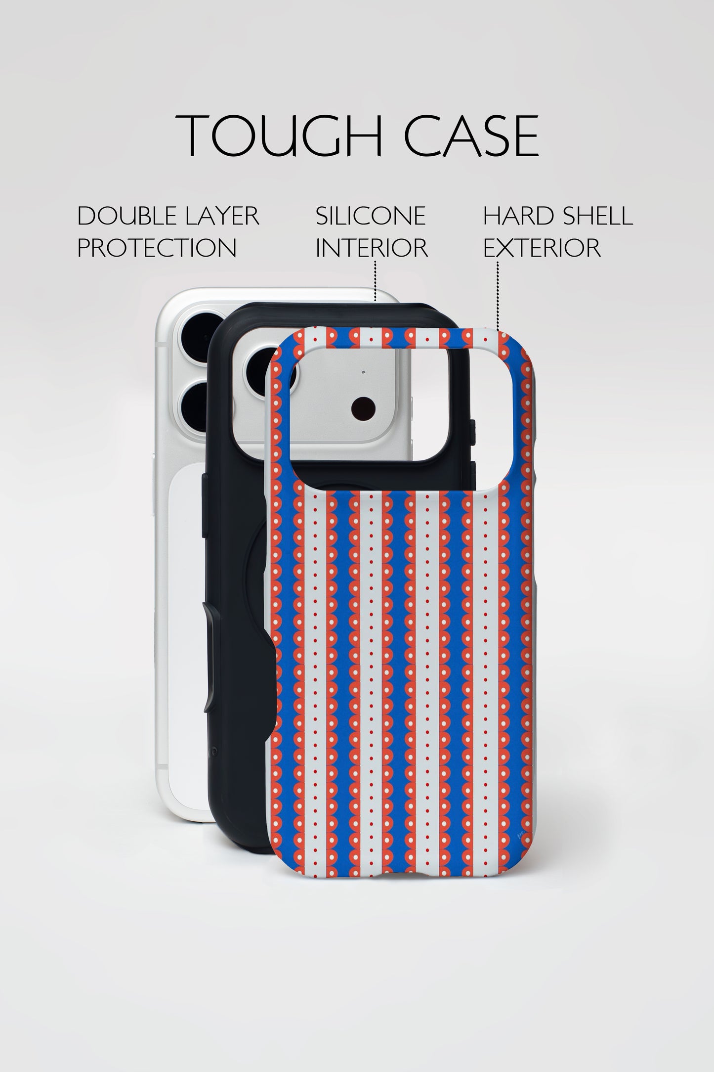 Retro Stripe Print Armoured Phone Case.